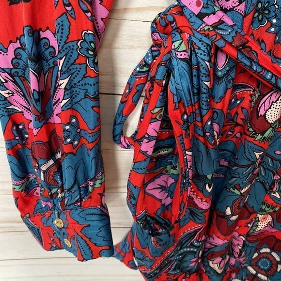 Motherhood Maternity Multicolor Floral Button Down Belted Tunic Top - Picture 10 of 16